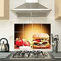 Burger Kitchen Wall Sticker Peel &amp; Stick Heat Resistant Vinyl Wall Stickers for Kitchen (Size - 45 CM X 65 CM)