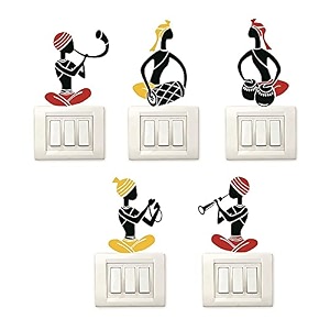 ganesha amp krishna art switch penal sticker for your home switch board sticker pack of 5 desg_22