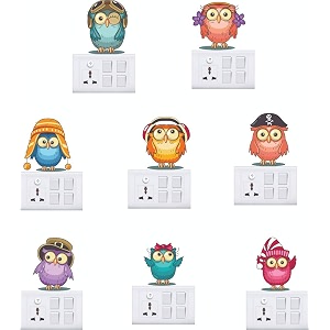 funny panda wall decal switchboard sticker color- multicolor pvc vinyl matte sheet size- 25cm x 25cm set of 5