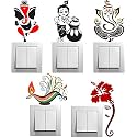Ganesha &amp; Krishna Art Switch Penal Sticker for Your Home Switch Board Sticker (Pack of 5) Desg_22