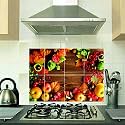 Kitchen Tiles Poster Sticker for Wall Decoration | Fruit &amp; Wooden Texture Self-Adhesive Kitchen Tile Decal (Size - 46 CM X 60 CM)