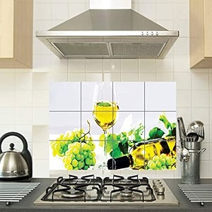 kitchen wall sticker waterproof and oil-proof temperature resistant self adhesive peel off easy clean beautiful kitchen wall sticker tiles sticker multicolour size - 45 cm x 70 cm desg_05