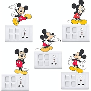 mickey mouse art switch penal sticker for your home switch board sticker pack of 5 desg_23