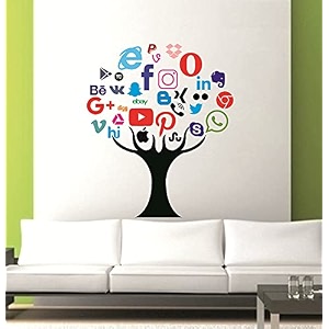 techgifti social media tree wall sticker for decorative wall sticker for living room bed room kide room
