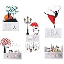 Ganesha &amp; Krishna Art Switch Penal Sticker for Your Home Switch Board Sticker (Pack of 5) Desg_22
