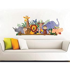 techgifti wild animals design 2 wall sticker for decorative wall sticker for living room bed room kide room