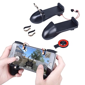 techking mv gamepad comes with  pubg trigger controller gamepad  2 finger function for aim and shoot  detatchable handles  adjustable phone bracket  best for playing pubg video game