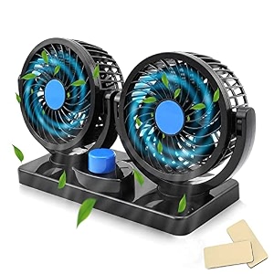 techking special deal with 12 years warranty car fan 12v 360 degree rotatable dual head 2 speed quiet strong dashboard auto cooling air fan for all cars