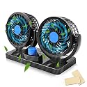 TechKing (Special Deal With 12 Years Warranty) Car Fan 12V 360 Degree Rotatable Dual Head 2 Speed Quiet Strong Dashboard Auto Cooling Air Fan for all Cars