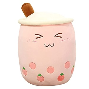bubble tea stuffed plush pillow pink round eyes milk tea warm plush sleeping pillow childrens gift decorations