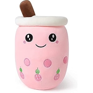 bubble tea stuffed plush pillow pink round eyes milk tea warm plush sleeping pillow childrens gift decorations