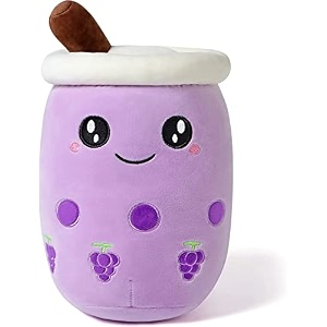 bubble tea stuffed plush pillow pink round eyes milk tea warm plush sleeping pillow childrens gift decorations