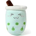 Bubble Tea Stuffed Plush Pillow Pink Round Eyes Milk Tea Warm Plush Sleeping Pillow Children’s Gift Decorations