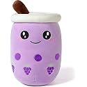 Bubble Tea Stuffed Plush Pillow Pink Round Eyes Milk Tea Warm Plush Sleeping Pillow Children’s Gift Decorations