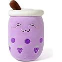 Bubble Tea Stuffed Plush Pillow Pink Round Eyes Milk Tea Warm Plush Sleeping Pillow Children’s Gift Decorations