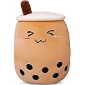 TechMax Solution Cute Boba Tea Plush Stuffed Toy, Bubble Milk Tea Plush Pillow Super Soft Anime Room Decor Toy Best Gifts for Kids Girls