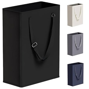 45l slim laundry hamper with adjustable long handles amp mesh top black