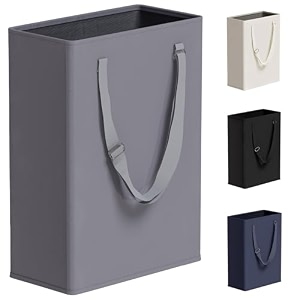 45l slim laundry hamper with adjustable long handles amp mesh top grey