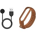 TechMount Compatible With Mi Band 5 Band Strap With Magnetic USB Charging Cable Adapter Combo Pack Compatible With Mi Band 5 Strap Charger Combo Pack Of 2 (NOT FIT FOR ANY OTHER WATCH)