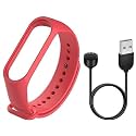 TechMount Compatible With Mi Band 5 Band Strap With Magnetic USB Charging Cable Adapter Combo Pack Compatible With Mi Band 5 Strap Charger Combo Pack Of 2 (NOT FIT FOR ANY OTHER WATCH)