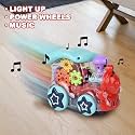 TECHNO BUZZ DEAL WITH DEVICE OF GLOB Techno Buzz Deal Transparent 3D Train Engine Toy 360 Degree Rotation Gear Simulation Mechanical Train Engine Sound and Light Toy for 2-5 Years Boys and Girls.
