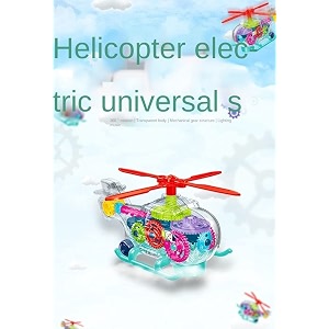 techno buzz deal with device of glob transparent 3d helicopter toy 360 degree rotation gear simulation mechanical helicopter sound and light toy for 2-5 years boys and girls