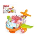 TECHNO BUZZ DEAL WITH DEVICE OF GLOB Transparent Plane Bump and Go Plane with 3D Lightning, Moving Gears and Music,Birthday Toy Gift for 1-6 Year Old Boy, Toy for Kids