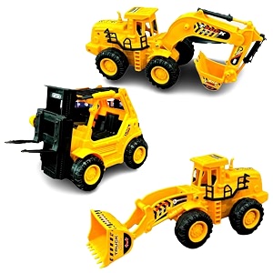 construction truck vehicles for kids  friction powered vehicles with flexible joints excavatorbulldozer amp forklift toysbig wheeler heavy duty unbreakable toy for kids pack of 3