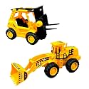 JConstruction Truck Vehicles | Friction Powered Vehicles with Flexible Joints Excavator Bulldozer Toys/Big Wheeler Heavy Duty Unbreakable Toy for Kids (Bulldozer &amp; Forklift)