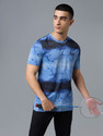 TECHNOSPORT Abstract Men Round Neck Blue T-Shirt