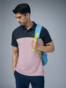 TECHNOSPORT Colorblock Men Polo Neck Pink T-Shirt