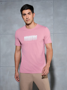 TECHNOSPORT Graphic Print Men Crew Neck Pink