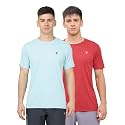 TECHNOSPORT Men's 100% Polyester Slim Fit Solid Short Sleeve T-Shirt for Gym, Workout, Sports and Regular Use - Pack of 2