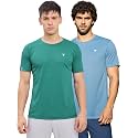 TECHNOSPORT Men's 100% Polyester Slim Fit Solid Short Sleeve T-Shirt for Gym, Workout, Sports and Regular Use - Pack of 2