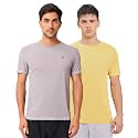 TECHNOSPORT Men's 100% Polyester Slim Fit Solid Short Sleeve T-Shirt for Gym, Workout, Sports and Regular Use - Pack of 2