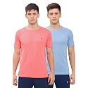 TECHNOSPORT Men's 100% Polyester Slim Fit Solid Short Sleeve T-Shirt for Gym, Workout, Sports and Regular Use - Pack of 2