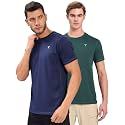 TECHNOSPORT Men's 100% Polyester Slim Fit Solid Short Sleeve T-Shirt for Gym, Workout, Sports and Regular Use - Pack of 2
