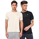 TECHNOSPORT Men's 100% Polyester Slim Fit Solid Short Sleeve T-Shirt for Gym, Workout, Sports and Regular Use - Pack of 2