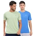 TECHNOSPORT Men's 100% Polyester Slim Fit Solid Short Sleeve T-Shirt for Gym, Workout, Sports and Regular Use - Pack of 2