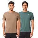 TECHNOSPORT Men's 100% Polyester Slim Fit Solid Short Sleeve T-Shirt for Gym, Workout, Sports and Regular Use - Pack of 2