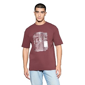 TECHNOSPORT Mens Oversized Fit Half Sleeve Crew