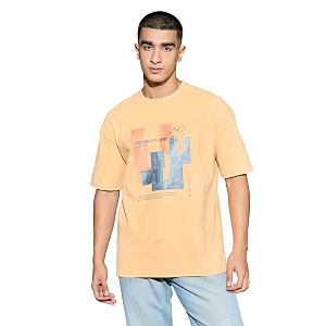 TECHNOSPORT Mens Oversized Fit Half Sleeve Crew