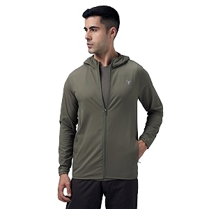 TECHNOSPORT Mens Regular Fit Solid Hooded Neck