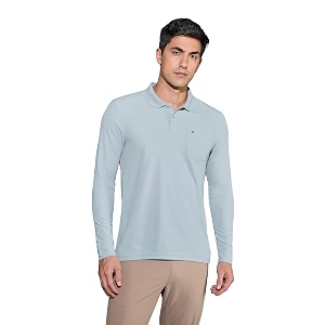 TECHNOSPORT Mens Slim Fit Full Sleeve Polo
