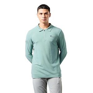 TECHNOSPORT Mens Slim Fit Full Sleeve Polo