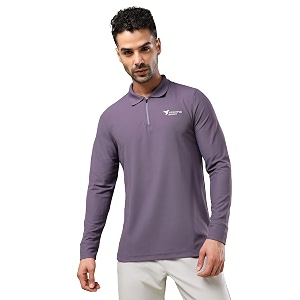 TECHNOSPORT Mens Slim Fit Full Sleeve Polo