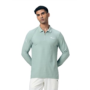 TECHNOSPORT Mens Slim Fit Full Sleeve Polo