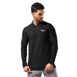 TECHNOSPORT Mens Slim Fit Full Sleeve Polo