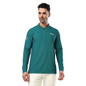 TECHNOSPORT Mens Slim Fit Full Sleeve Polo