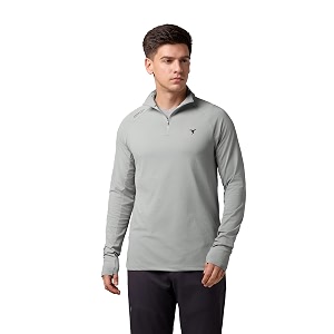 TECHNOSPORT Mens Solid Quarter Zip Gym Slim